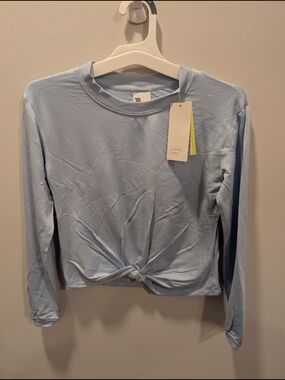 all in motion Light Blue Twist-Front Long Sleeve Top